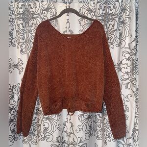 Windsor Soft Lace up Back Burnt Orange Sweater